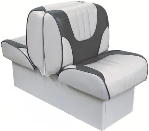 Overton's Deluxe Back-to-Back Lounge Boat Seat – Marine-Grade Vinyl, High-Density Foam, UV-Resistant, Built-In Storage, 10" Base, Reclines to 65"