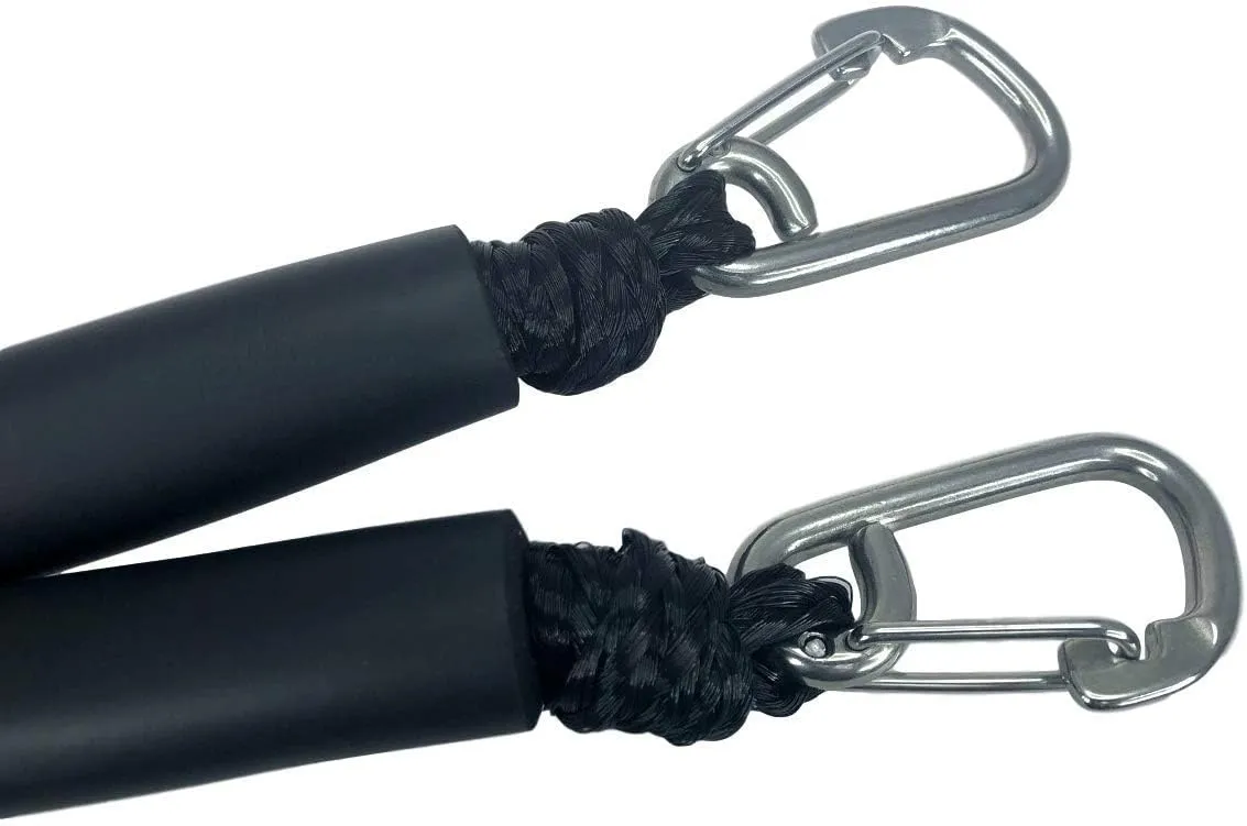 Pactrade Marine Boat Pontoon Kayak PWC Jet Ski Bungee Dock Line Mooring Rope 4'-5.5' with SS316 Snap Hook Salt and Fresh Water Use 2 Pack