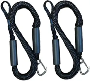 Pactrade Marine Boat Pontoon Kayak PWC Jet Ski Bungee Dock Line Mooring Rope 4'-5.5' with SS316 Snap Hook Salt and Fresh Water Use 2 Pack