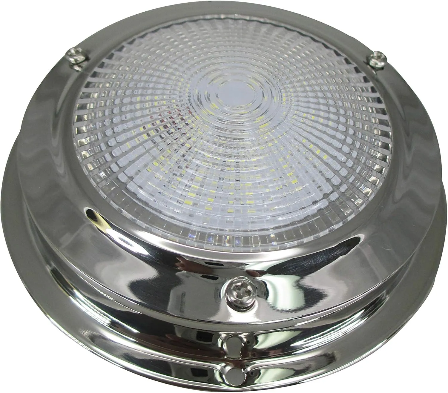 Pactrade Marine Dome Light 12V - 3-Inch Lens, Cool White LED | Stainless Steel Boat Light with Built-In Rocker Switch, Surface Mount | RV, Trailer, Boat Interior Lights, Marine Lights