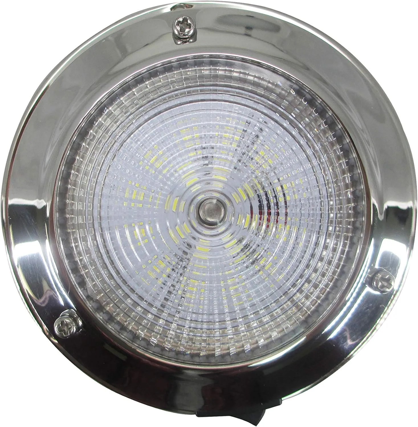 Pactrade Marine Dome Light 12V - 3-Inch Lens, Cool White LED | Stainless Steel Boat Light with Built-In Rocker Switch, Surface Mount | RV, Trailer, Boat Interior Lights, Marine Lights