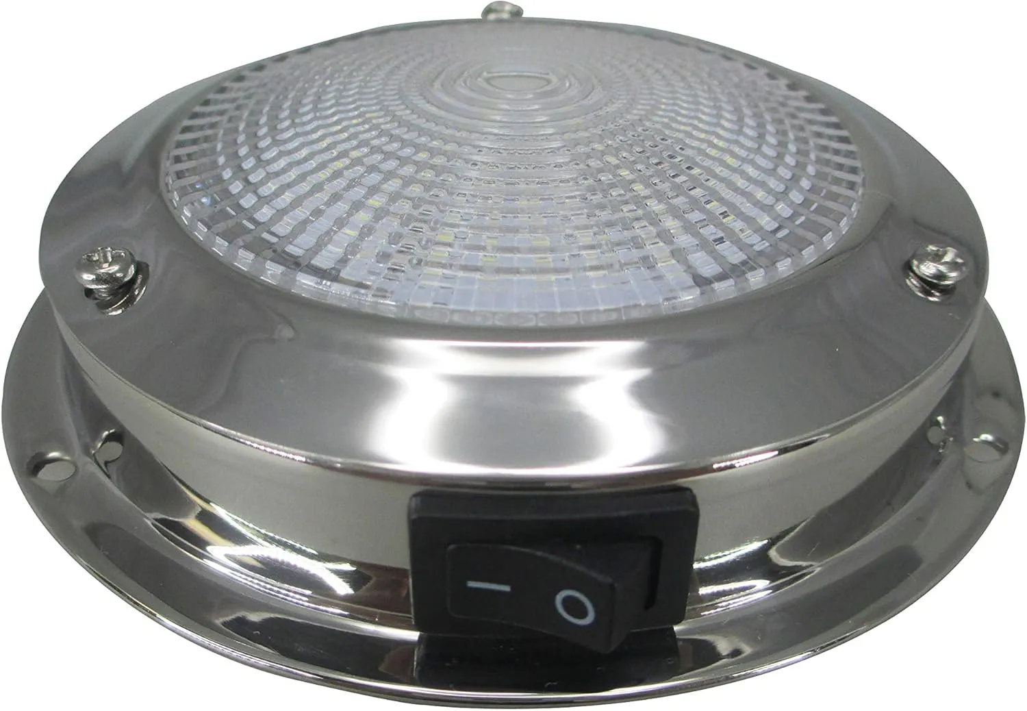 Pactrade Marine Dome Light 12V - 3-Inch Lens, Cool White LED | Stainless Steel Boat Light with Built-In Rocker Switch, Surface Mount | RV, Trailer, Boat Interior Lights, Marine Lights