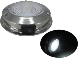 Pactrade Marine Dome Light 12V - 3-Inch Lens, Cool White LED | Stainless Steel Boat Light with Built-In Rocker Switch, Surface Mount | RV, Trailer, Boat Interior Lights, Marine Lights