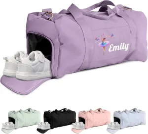 Personalized Ballet Duffle Bag for Women, Girls - Custom Duffel Bag - Different Color & Design Options - Light Purple