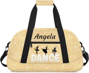 Personalized Dance Bag Kids Duffel Bag for Girls Yellow Theme Small Sport Gym Bag Custom Overnight Weekender Bag Carry on Dance Bag for Traveling Gymnastic