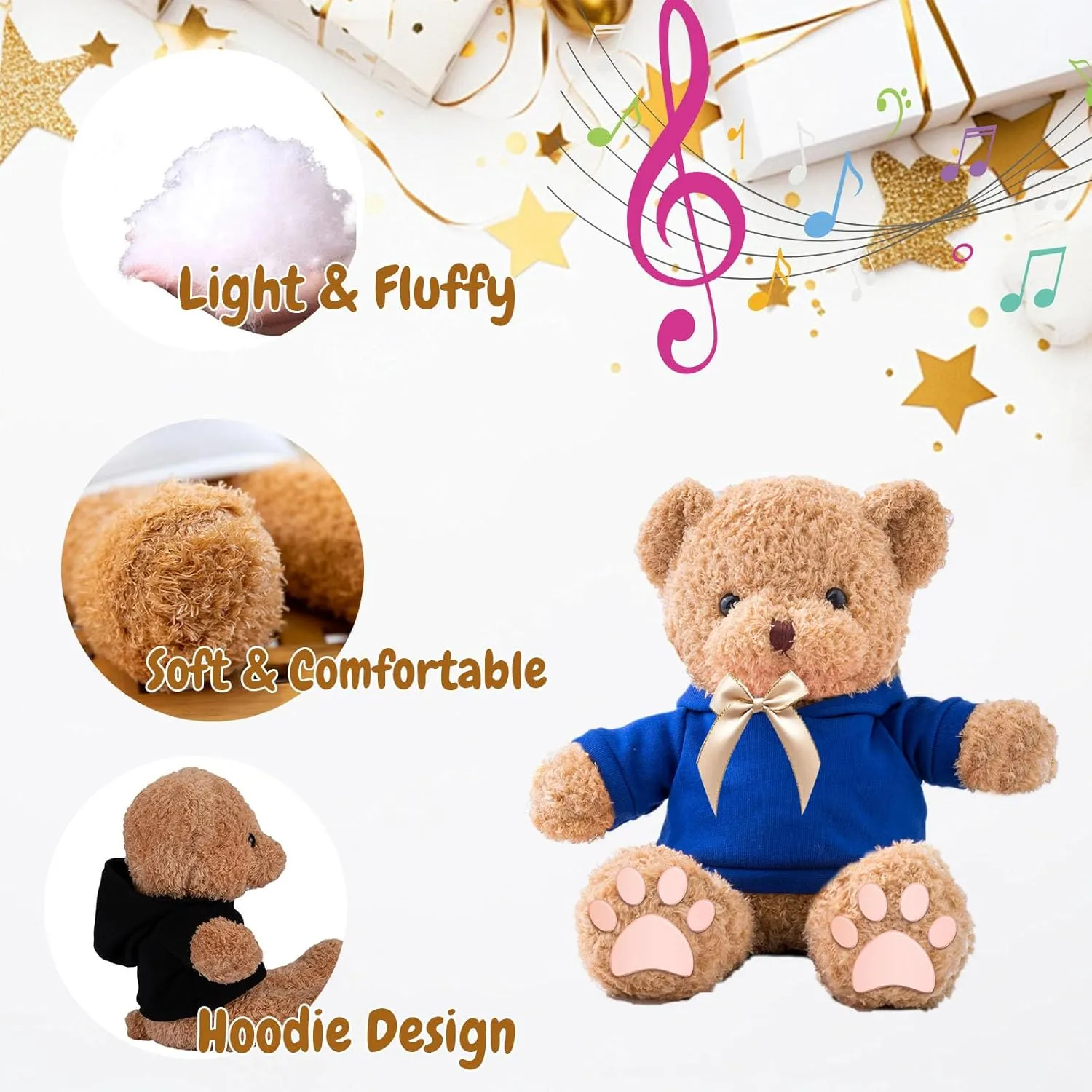 Personalized Gifts for Her Him Teddy Bear with Voice Recording, Personalized Bear with Bow for Kids Adults as Gifts for Christmas Valentines Day Birthday Gifts (12 inch-Text Photo)
