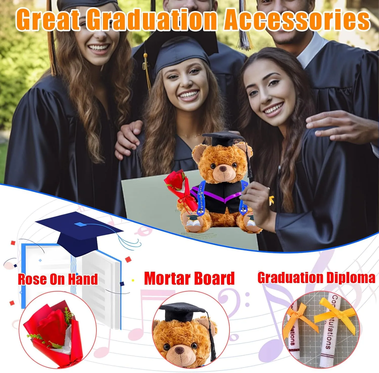 Personalized Graduation Teddy Bear with Text Photo 2025 Graduation Gifts for Him Her, Personalized Teddy Bear as 2025 Graduation Gifts for Girls Boys Graduation Day 2025 (10 inch)