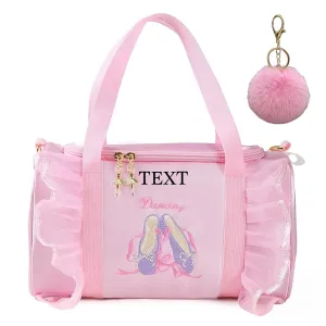 Personalized Kids Dance Ballet Bag Large Capacity Fashion Tote Bag Custom Dance Bag Waterproof Kids Travel Bag Pink Lace Bag for Girls Yoga Bag Dance Duffle Bag