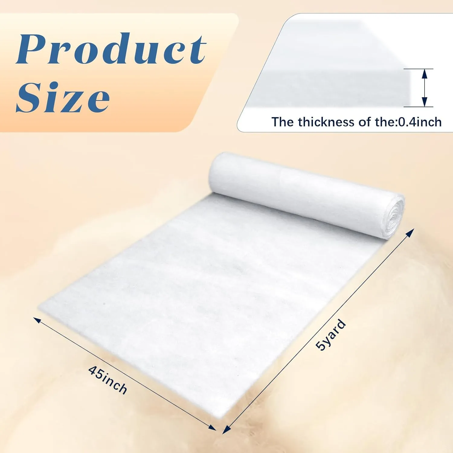 Peryiter 2 Roll Upholstery Quilt Batting 45 Inch x 5 Yard x 0.4 Inch Polyester Batting Multipurpose Fiberfill Stuffing Fabric for Cushion Pillows Bedspreads Interior Decoration Crafts