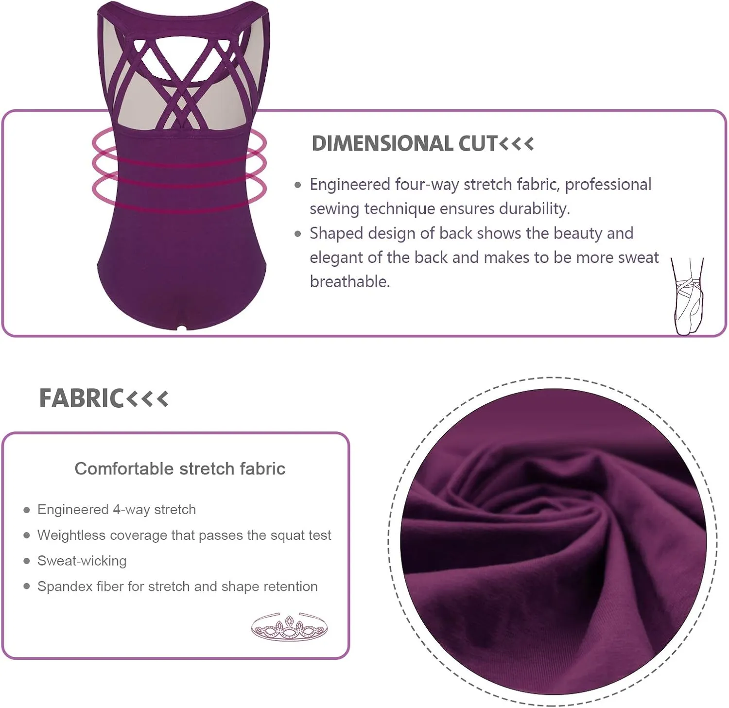 Phineein Girls Sleeveless Ballet Gymnastics Leotards - Kids Athletic Crisscross Back Dancewear Unitards