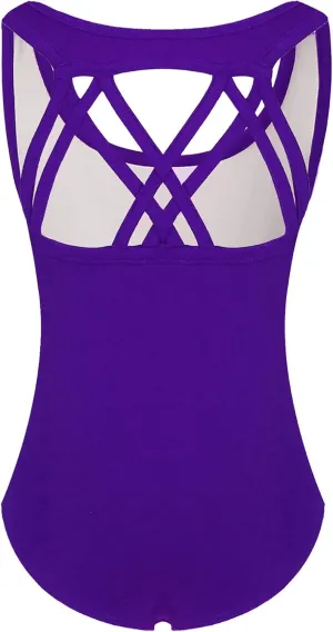 Phineein Girls Sleeveless Ballet Gymnastics Leotards - Kids Athletic Crisscross Back Dancewear Unitards