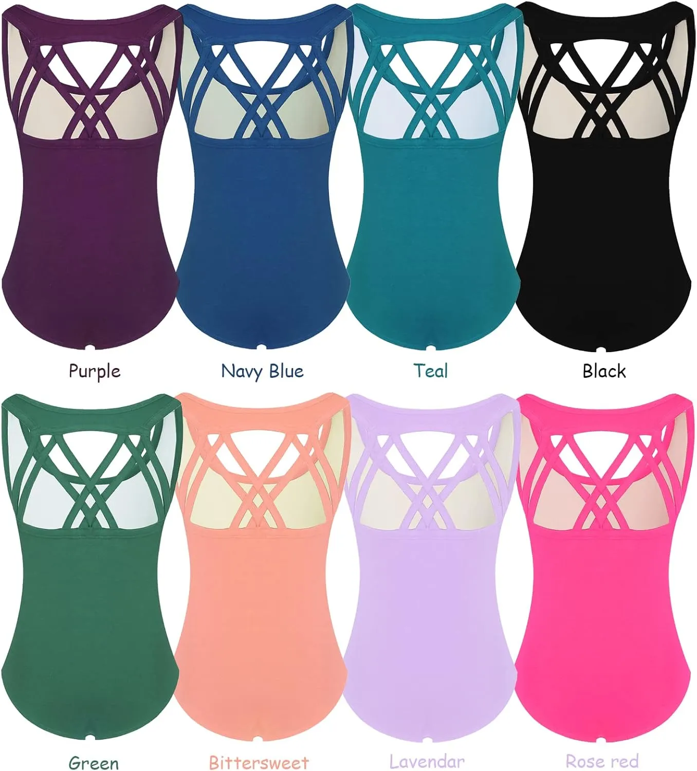 Phineein Girls Sleeveless Ballet Gymnastics Leotards - Kids Athletic Crisscross Back Dancewear Unitards