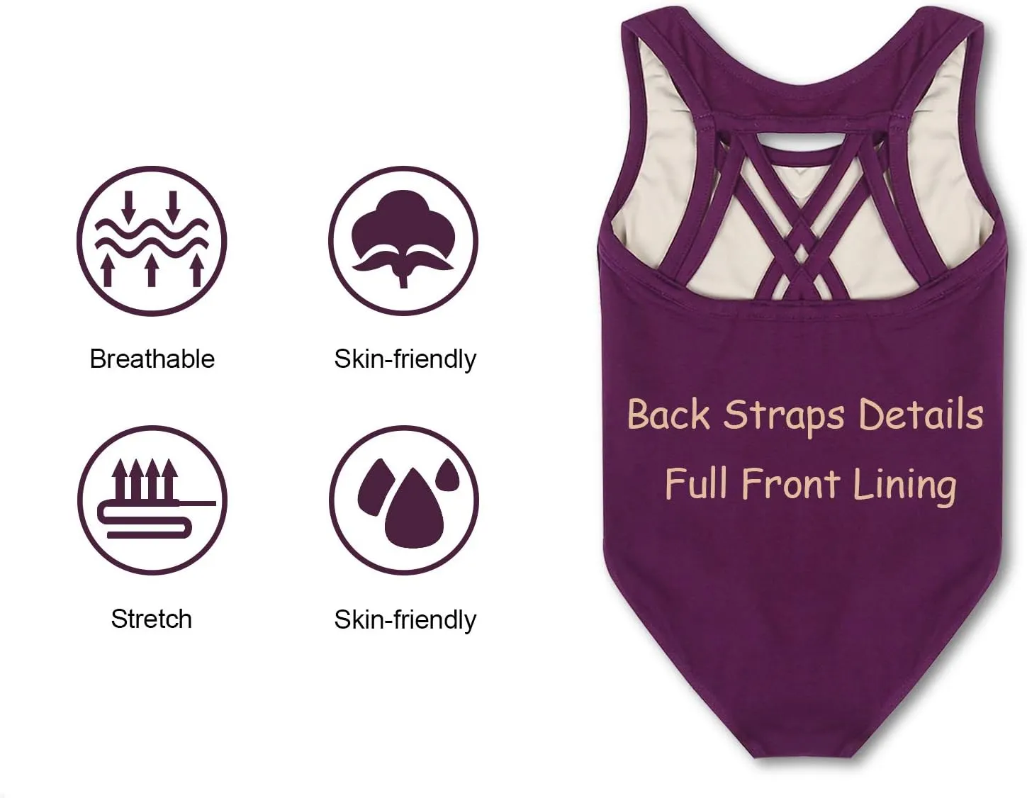 Phineein Girls Sleeveless Ballet Gymnastics Leotards - Kids Athletic Crisscross Back Dancewear Unitards