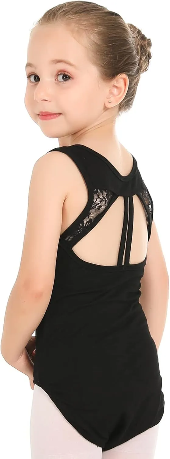 Phineein Girls Sleeveless Ballet Gymnastics Leotards Kids Athletic Crisscross Mesh Back Dancewear Unitards