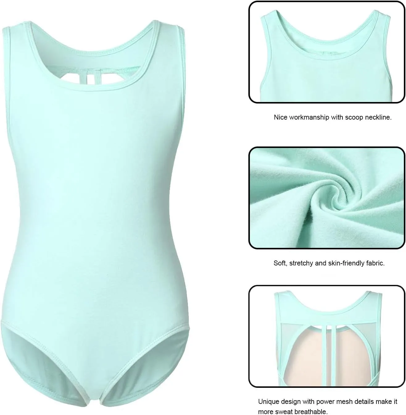 Phineein Girls Sleeveless Ballet Gymnastics Leotards Kids Athletic Crisscross Mesh Back Dancewear Unitards