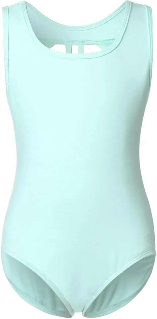 Phineein Girls Sleeveless Ballet Gymnastics Leotards Kids Athletic Crisscross Mesh Back Dancewear Unitards