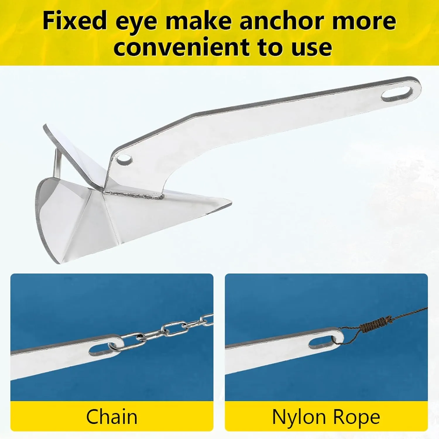 PioneerWorks Boat Anchor, Fluke Anchor, 316 Stainless Steel Delta-Style Anchor for Pontoon, Dinghies, Fishing Boats, Bass Boats, Sport Boats, Sportyachts, Sailboats