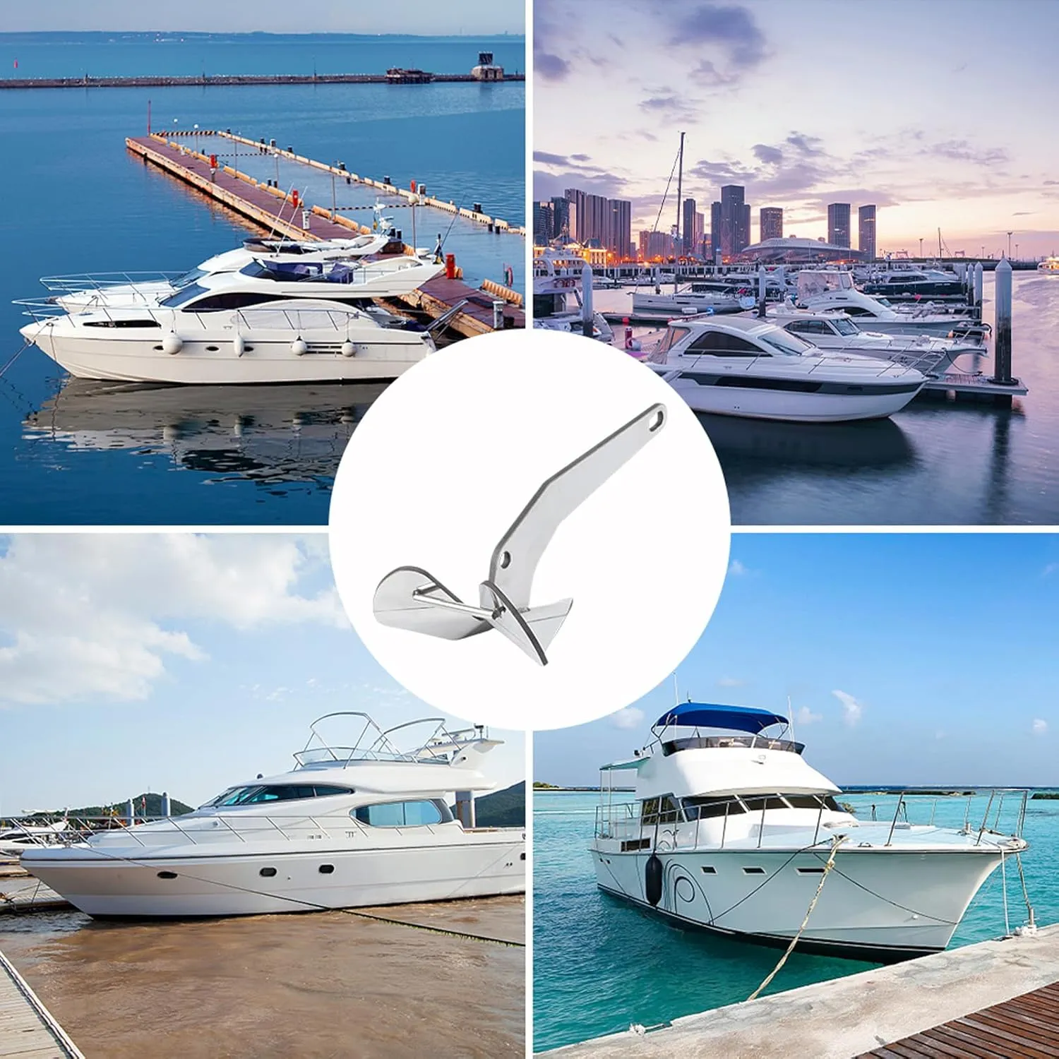 PioneerWorks Boat Anchor, Fluke Anchor, 316 Stainless Steel Delta-Style Anchor for Pontoon, Dinghies, Fishing Boats, Bass Boats, Sport Boats, Sportyachts, Sailboats
