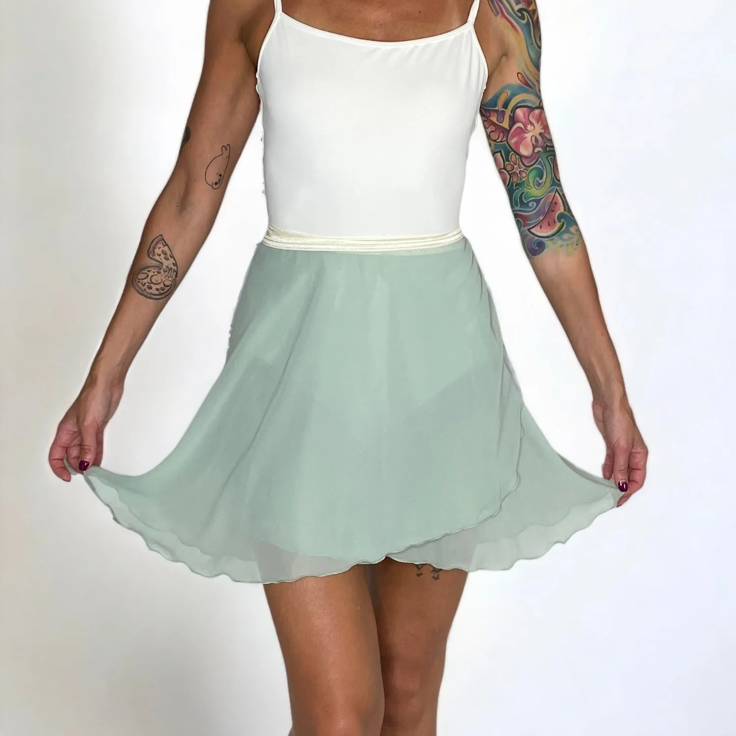 Pistachio Light Green Chiffon Ballet Wrap Skirt - Classical