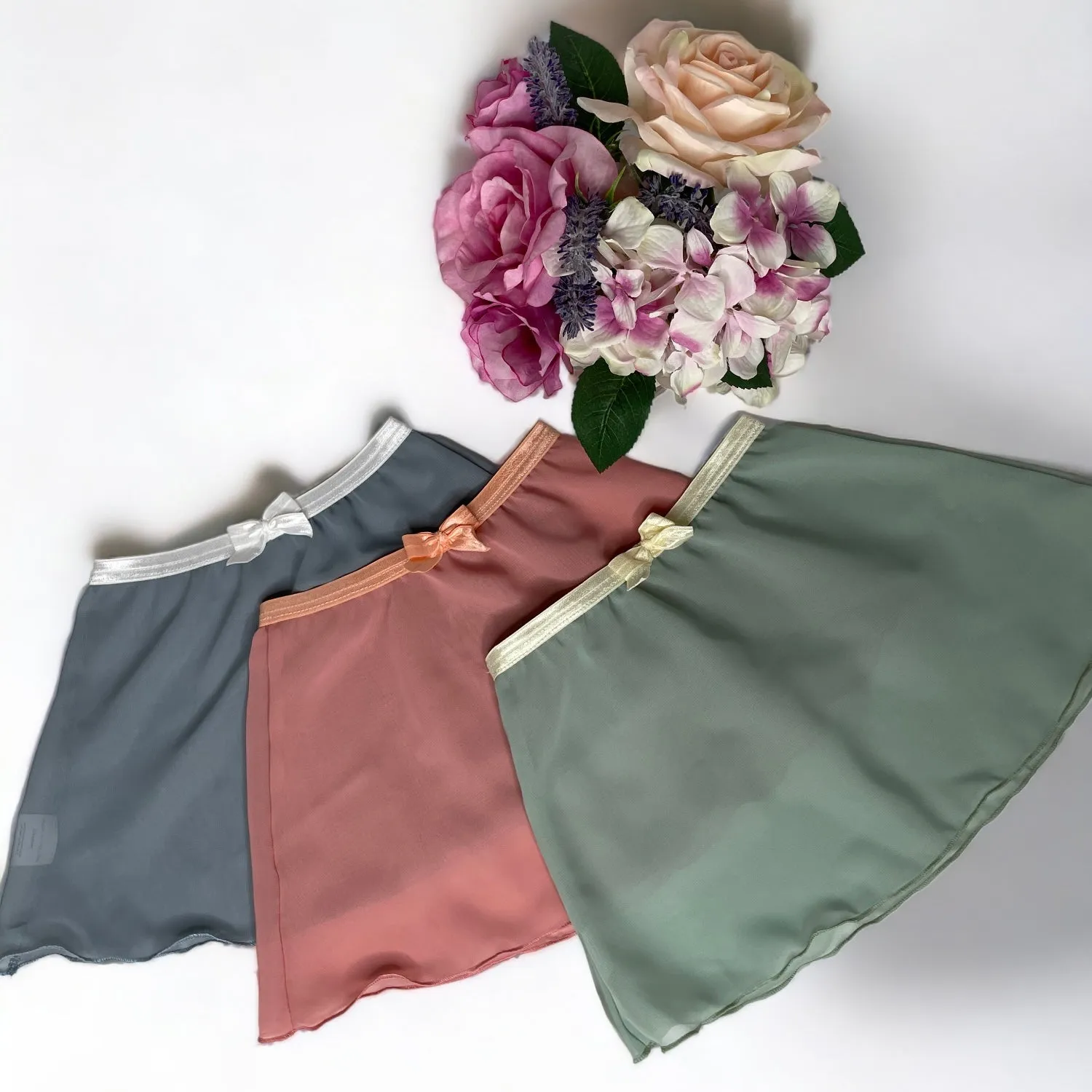Pistachio Light Green Girls Chiffon Ballet Pull On Skirt