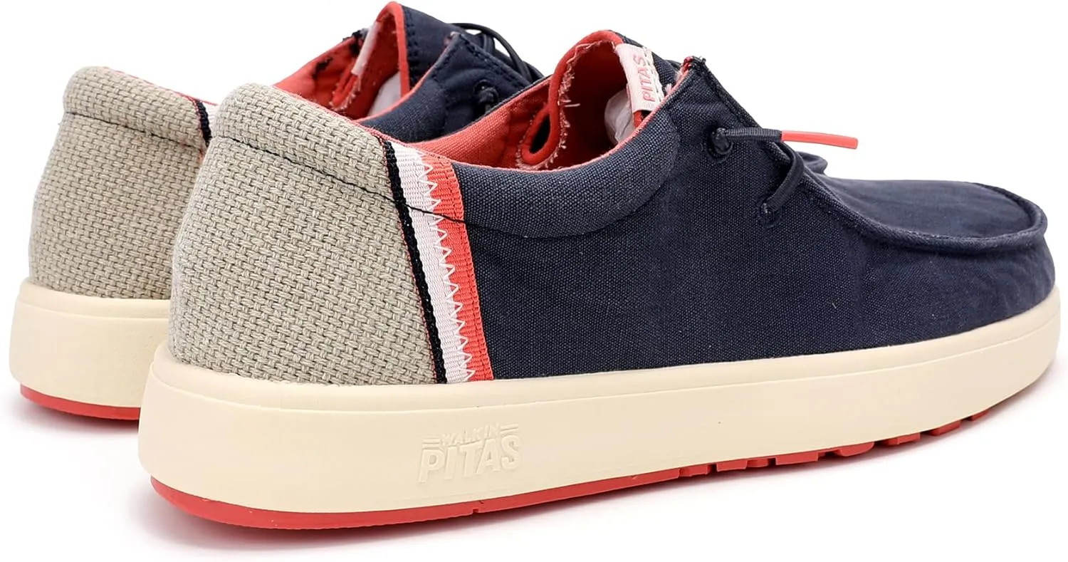 PITAS Men's Cana Slip-On Boat Shoes | Casual Loafers for Men | Comfortable & Lightweight Slip On Shoes | Navy