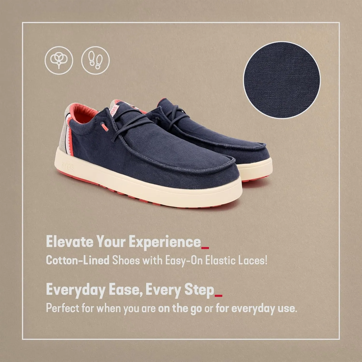 PITAS Men's Cana Slip-On Boat Shoes | Casual Loafers for Men | Comfortable & Lightweight Slip On Shoes | Navy