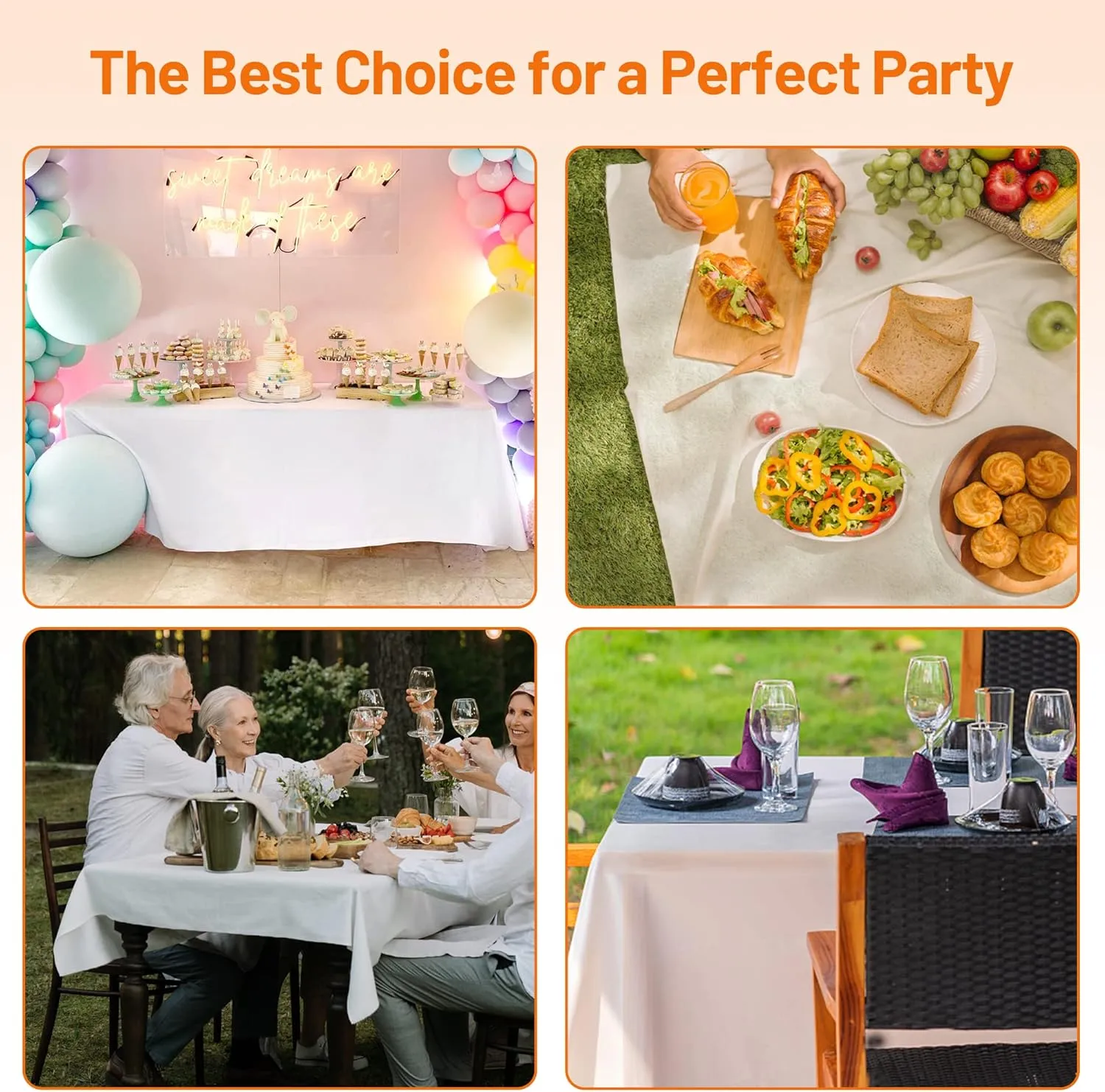 Plastic Table Cloth Disposable, 54In X 300Feet White Table Cover Roll, Disposable Tablecloth with Slide Cutter for Rectangle Round Tables, Party Tablecloths for Birthday, Wedding, Picnic, Outdoor