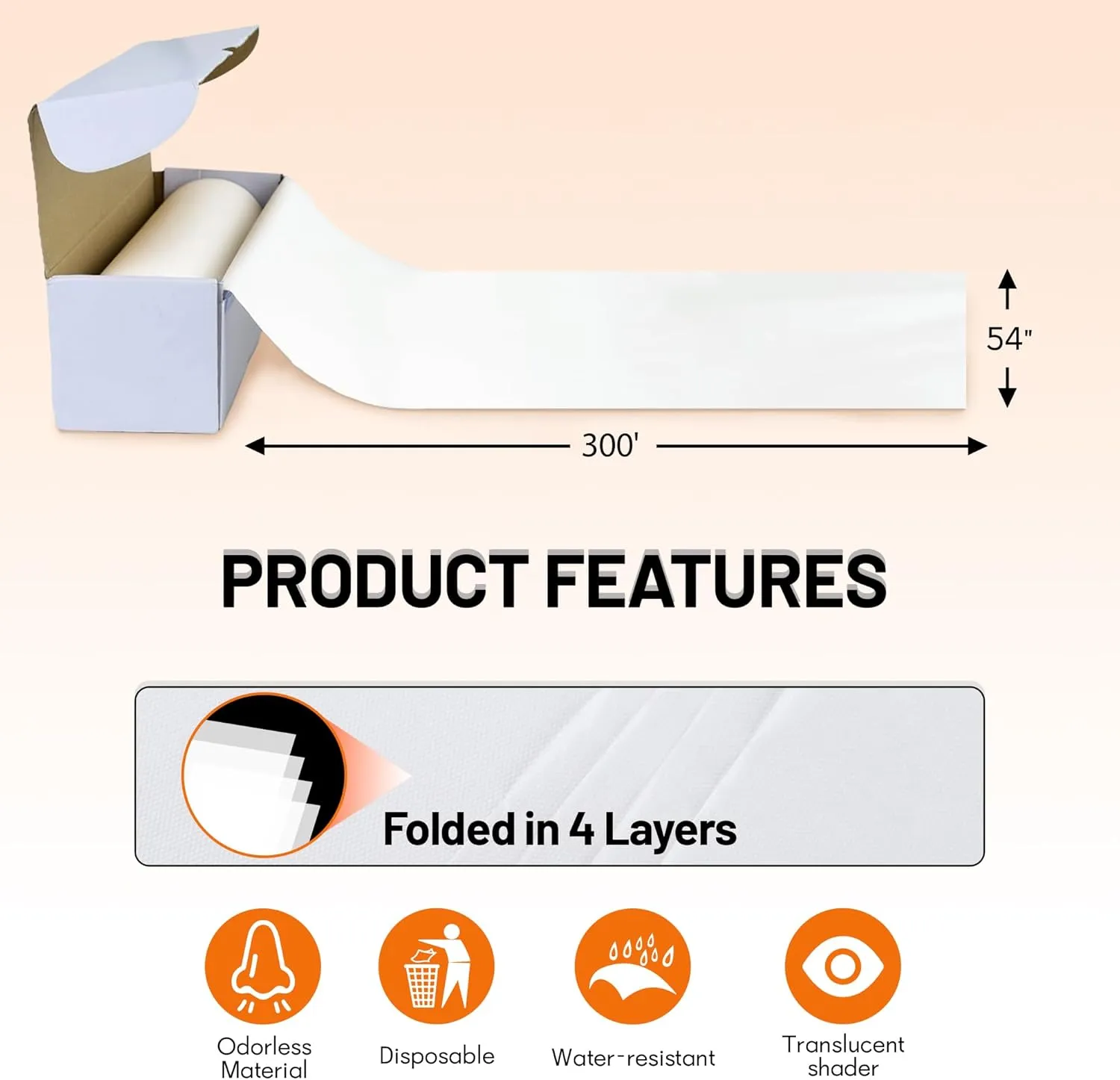 Plastic Table Cloth Disposable, 54In X 300Feet White Table Cover Roll, Disposable Tablecloth with Slide Cutter for Rectangle Round Tables, Party Tablecloths for Birthday, Wedding, Picnic, Outdoor