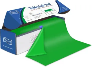 Plastic Table Cover Roll Disposable Tablecloth: 54in X 120ft Table Covers Plastic Table Cover Roll with Easy Slide Cutter Plastic Table Cloths for Parties Disposable-Green