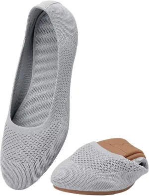 poemlady Women’s Ballet Flat Dress Knit Round Toe Slip On Ballerina Walking Shoes for Womam Casual Comfort Soft