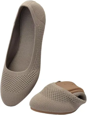 poemlady Women’s Ballet Flat Shoes Dress Shoes Knit Round Toe Slip On Ballerina Walking Flats Shoes for Woman Low Wedge Casual