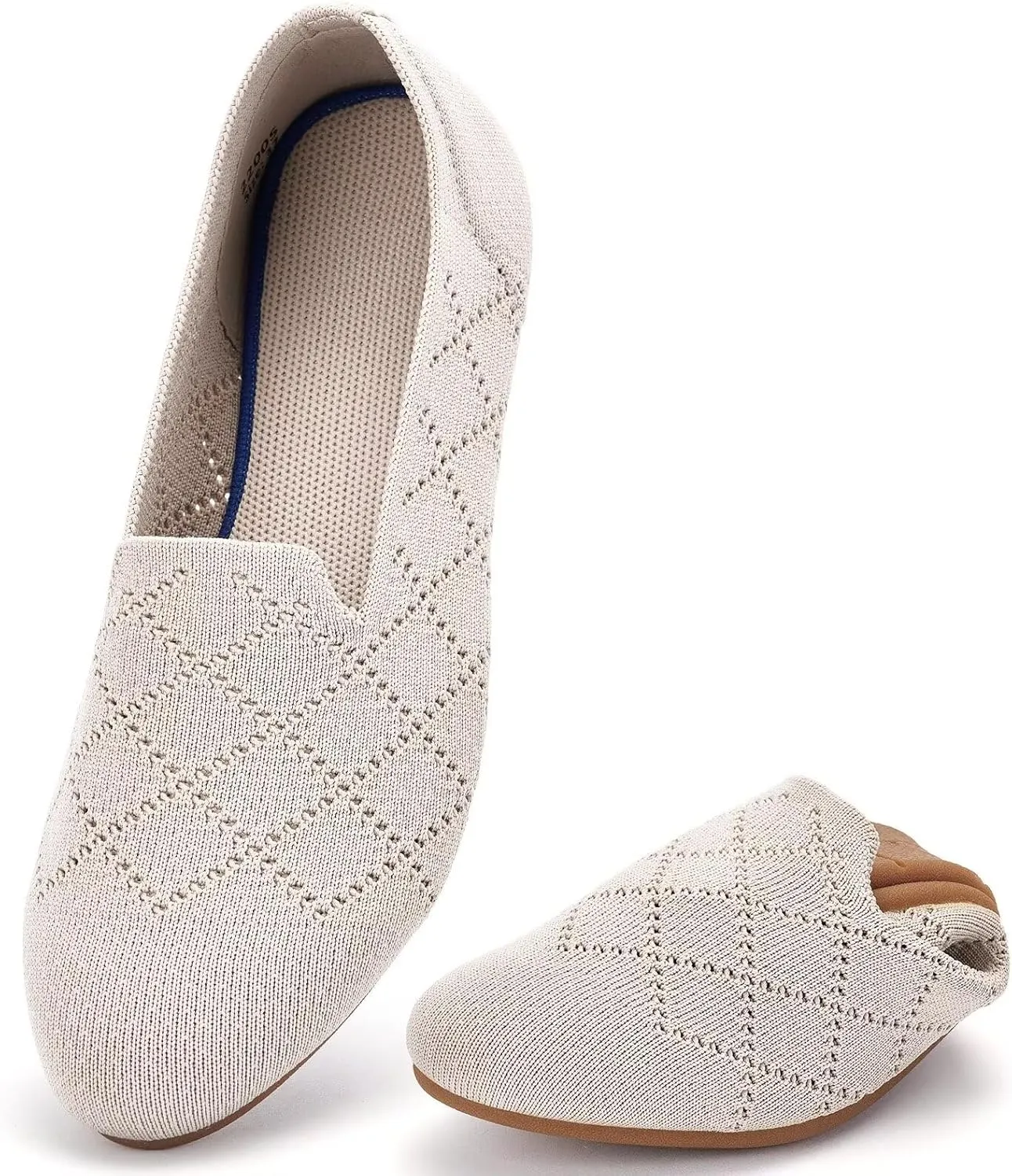 poemlady Women’s Ballet Flat Shoes Dress Shoes Knit Round Toe Slip On Ballerina Walking Flats Shoes for Woman Low Wedge Casual