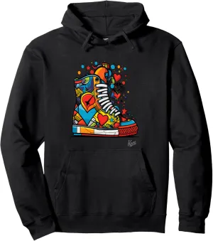 Pop art sneakers with hearts and stars Pullover Hoodie
