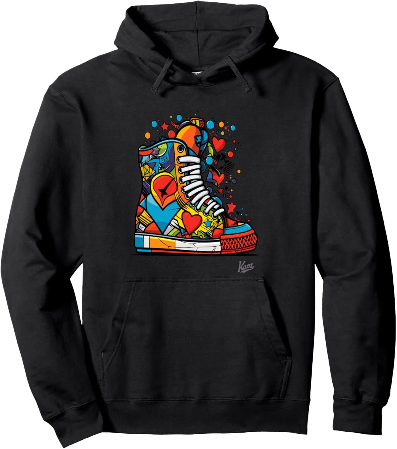 Pop art sneakers with hearts and stars Pullover Hoodie