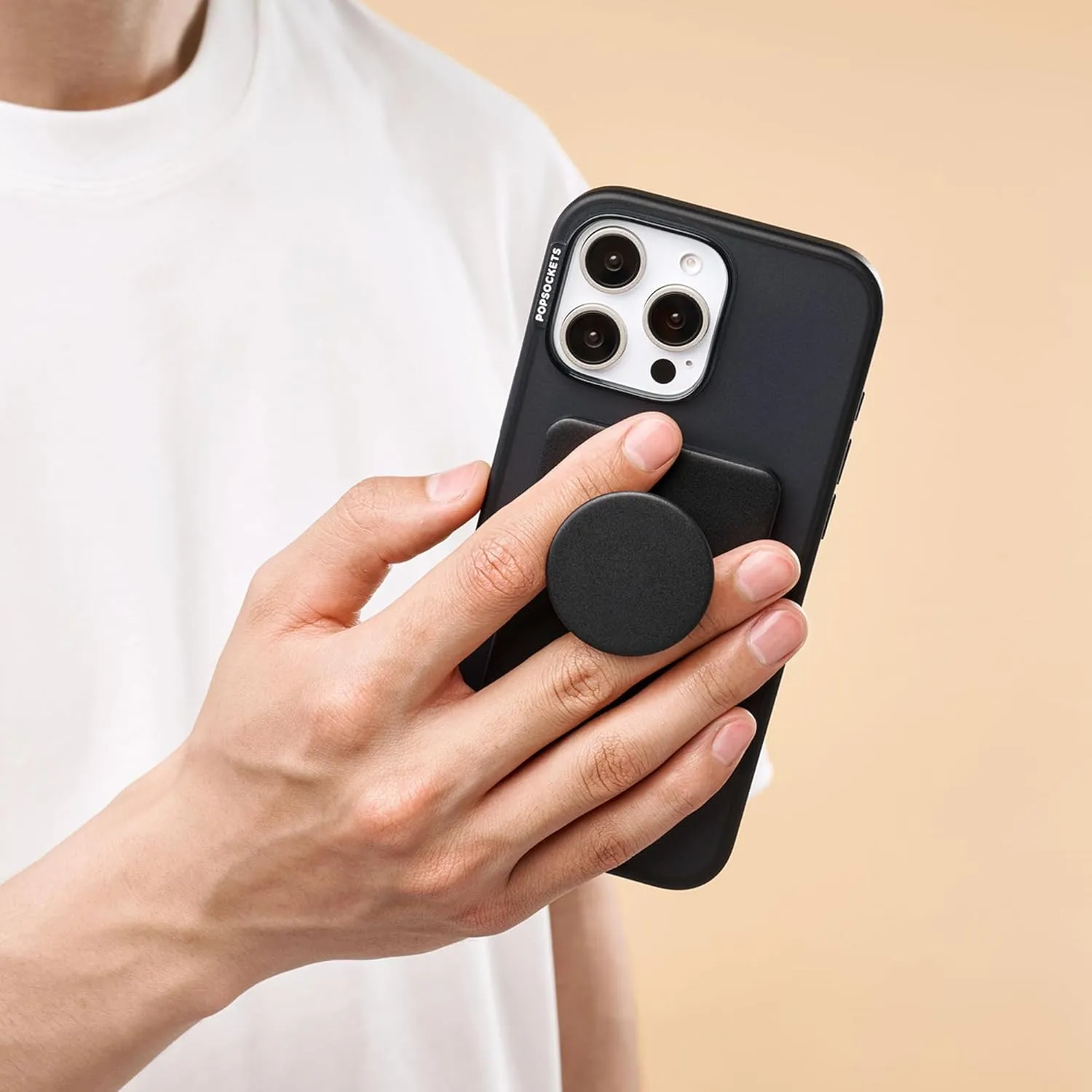 PopSockets Phone Wallet with Expanding Phone Grip, Phone Card Holder - Black