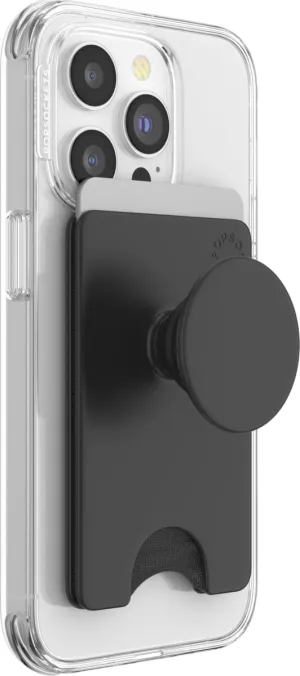 PopSockets Phone Wallet with Expanding Phone Grip, Phone Card Holder - Black