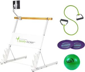 Portable Ballet Barre Bundle with Tablet Holder, Bender Ball, Gliding Discs, Exercise Band | Perfect for Barre, Ballet & Dance Workouts at Home