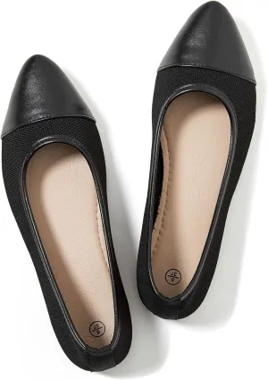 POVOGER Women's Pointed Toe Flats Womens Dressy Ballet Flats Foldable Low Heel Dress Shoes Comfortable