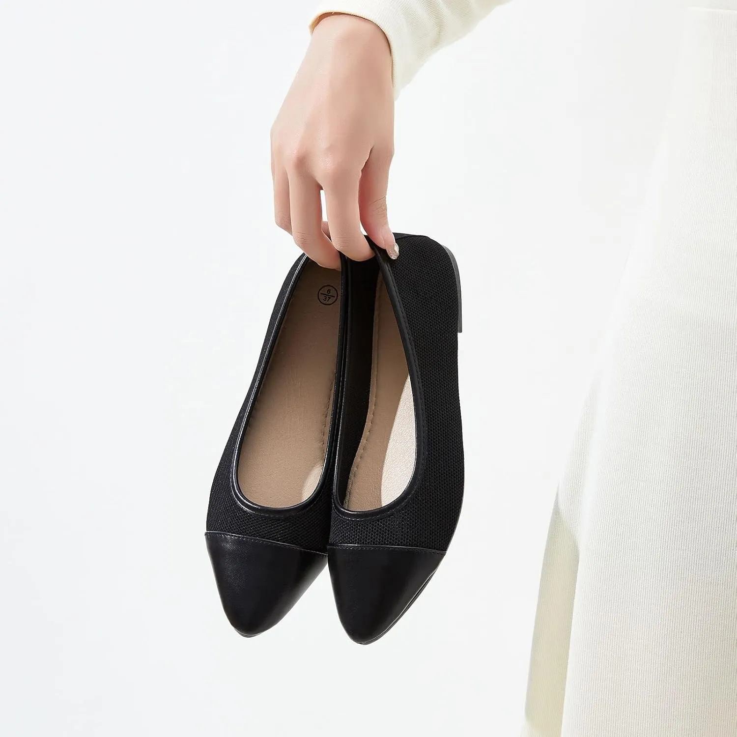 POVOGER Women's Pointed Toe Flats Womens Dressy Ballet Flats Foldable Low Heel Dress Shoes Comfortable