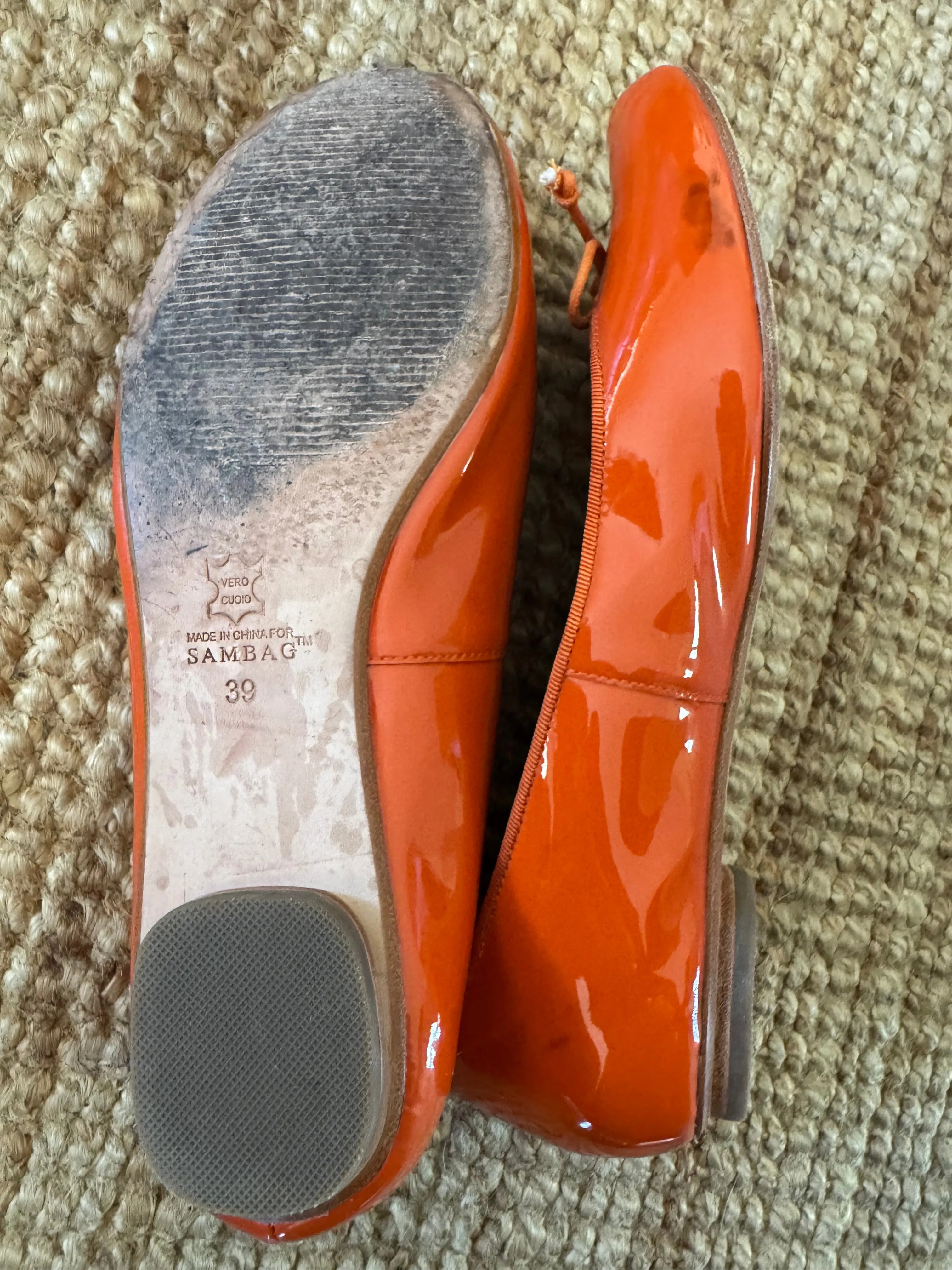 Pre-loved Sambag Tina Orange Patent Leather Ballet Flat