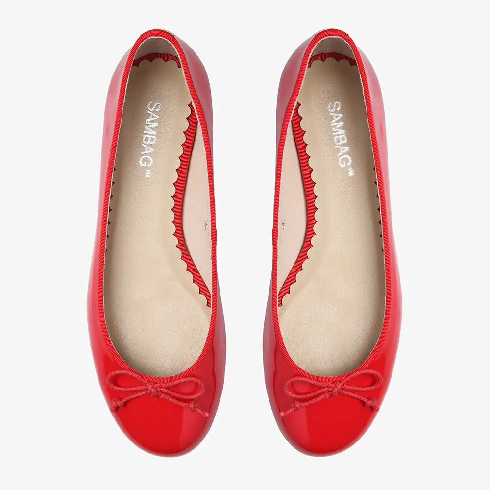 Pre-loved Sambag Tina Orange Patent Leather Ballet Flat
