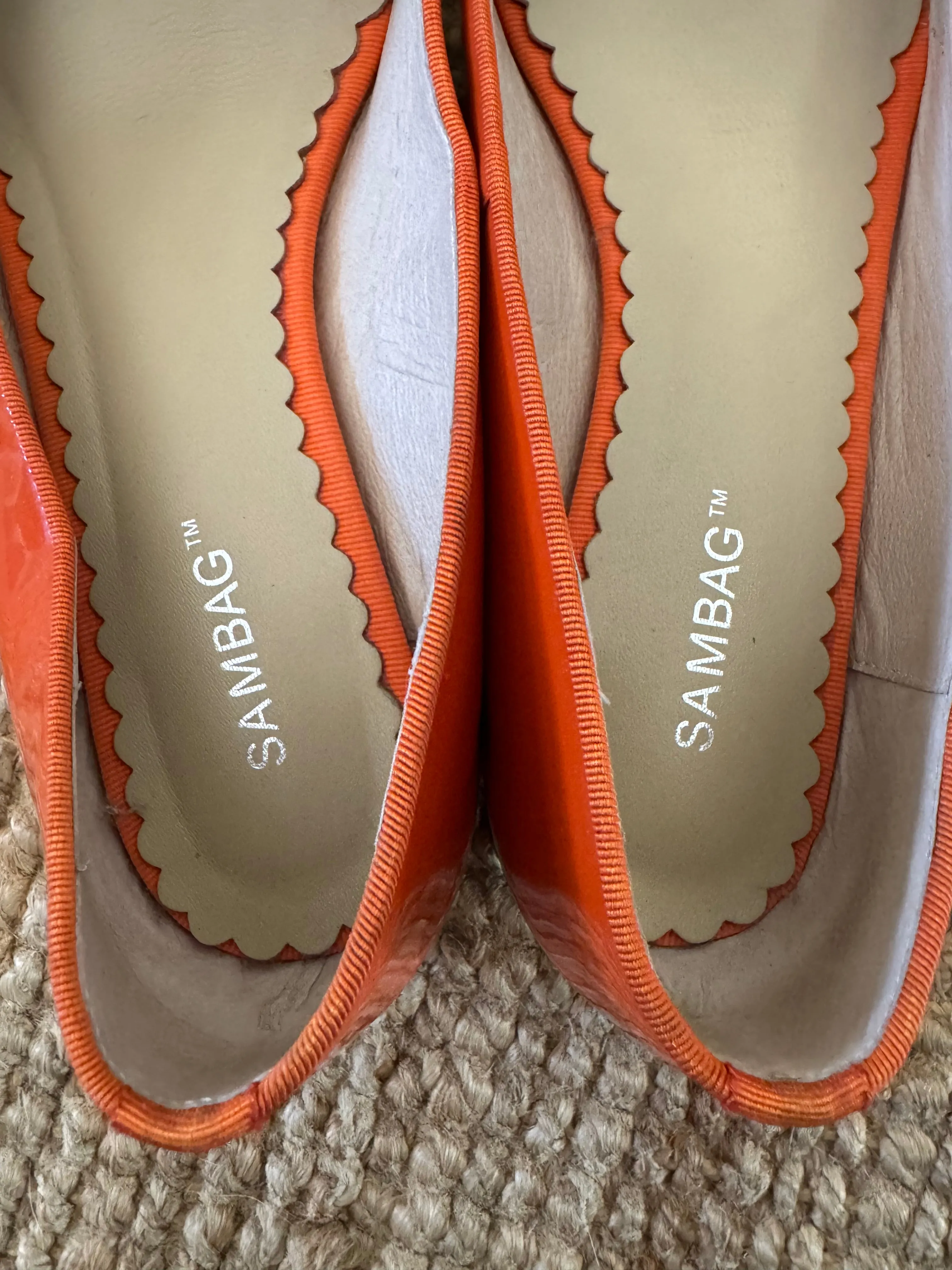 Pre-loved Sambag Tina Orange Patent Leather Ballet Flat