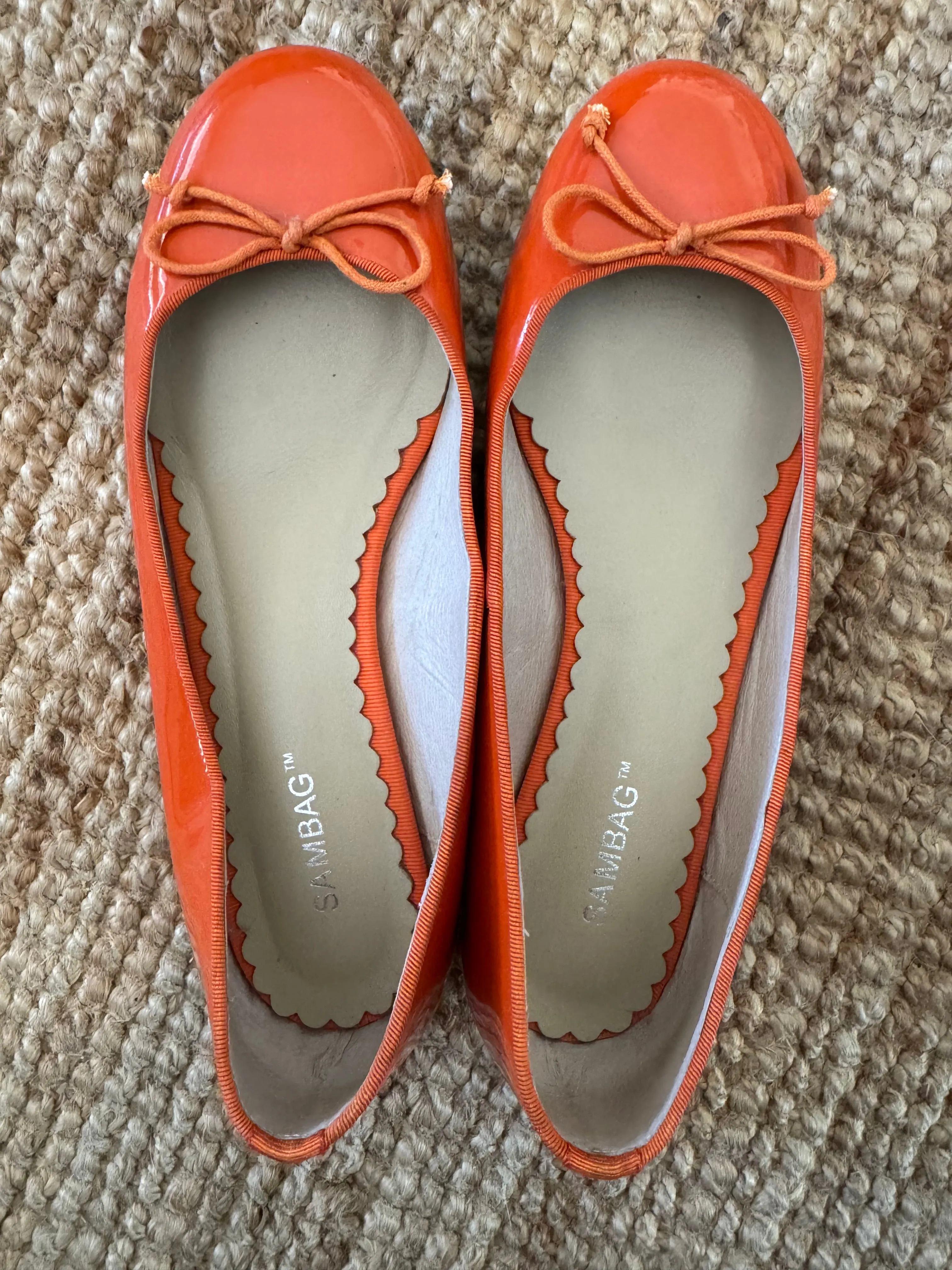 Pre-loved Sambag Tina Orange Patent Leather Ballet Flat