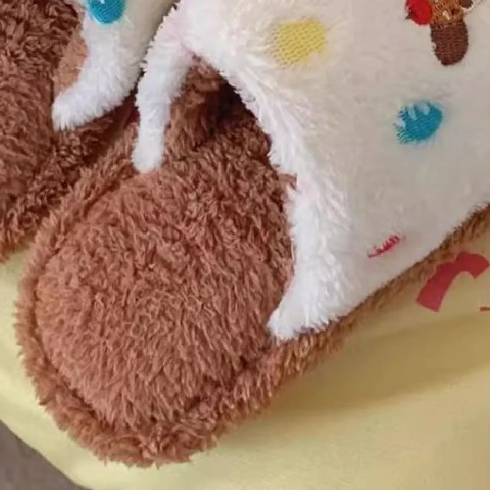 Premium Comfort Colorful Dot Cute Dog Thermal Non Slip Women's Fuzzy House Slippers Indoor Soft Warm Kawaii Home Shoes