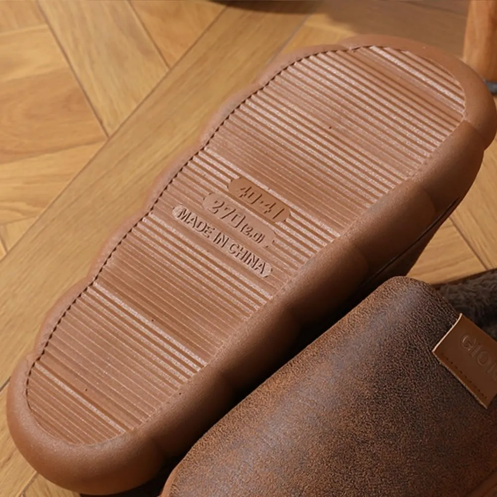 Premium Comfort Suede Thermal Non Slip Men's Fuzzy House Slippers Inddor Soft Warm Furry Shoes Memory Foam Sole