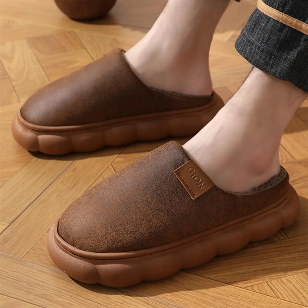 Premium Comfort Suede Thermal Non Slip Men's Fuzzy House Slippers Inddor Soft Warm Furry Shoes Memory Foam Sole