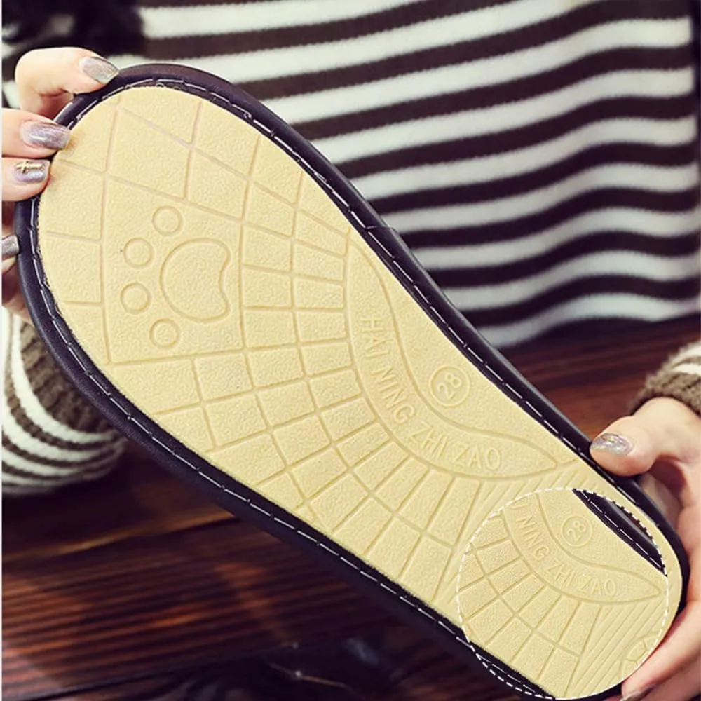 Premium Comfort Thermal Full Leather Non Slip Men's Fuzzy House Slippers Inddor Soft Warm Shoes Furry Sole
