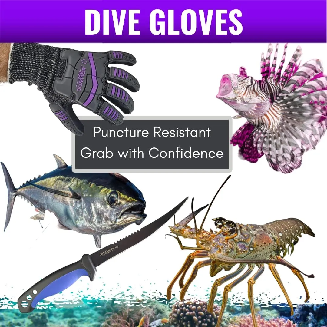 Premium Protection Pair of Dive Gloves for Hunting Lionfish, Lobster, Crab, Spearfishing, Working Underwater - Cut and Puncture Resistant