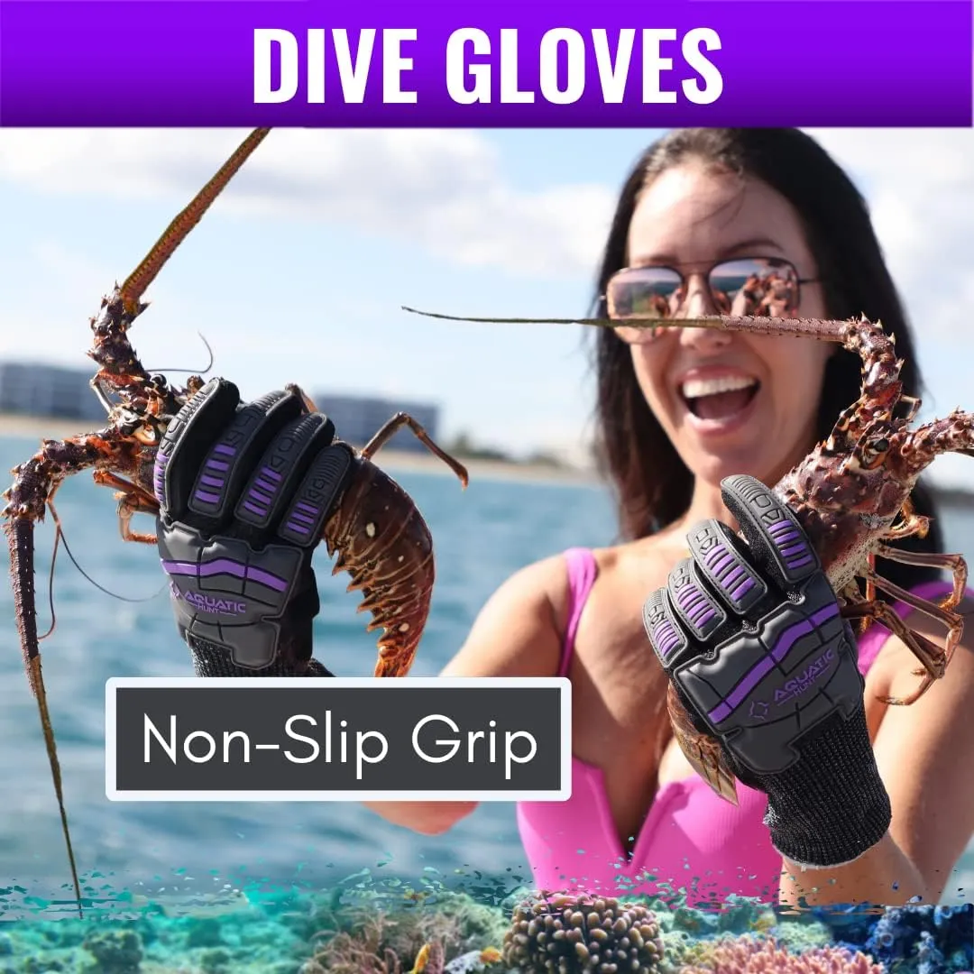 Premium Protection Pair of Dive Gloves for Hunting Lionfish, Lobster, Crab, Spearfishing, Working Underwater - Cut and Puncture Resistant