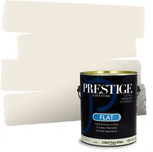 Prestige Paints Exterior Paint and Primer in One, Comparable Match of Sherwin Williams* Dover White*, Flat, 1 Gallon